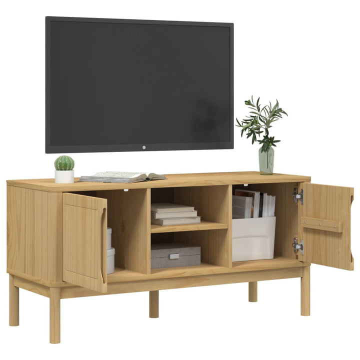 Tv-Schrank Floro 114X43X55 Cm Massivholz Kiefer