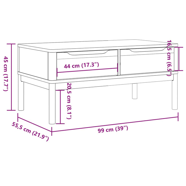 Couchtisch Floro 99X55,5X45 Cm Massivholz Kiefer