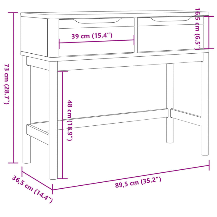 Konsolentisch Floro 89,5X36,5X73 Cm Massivholz Kiefer