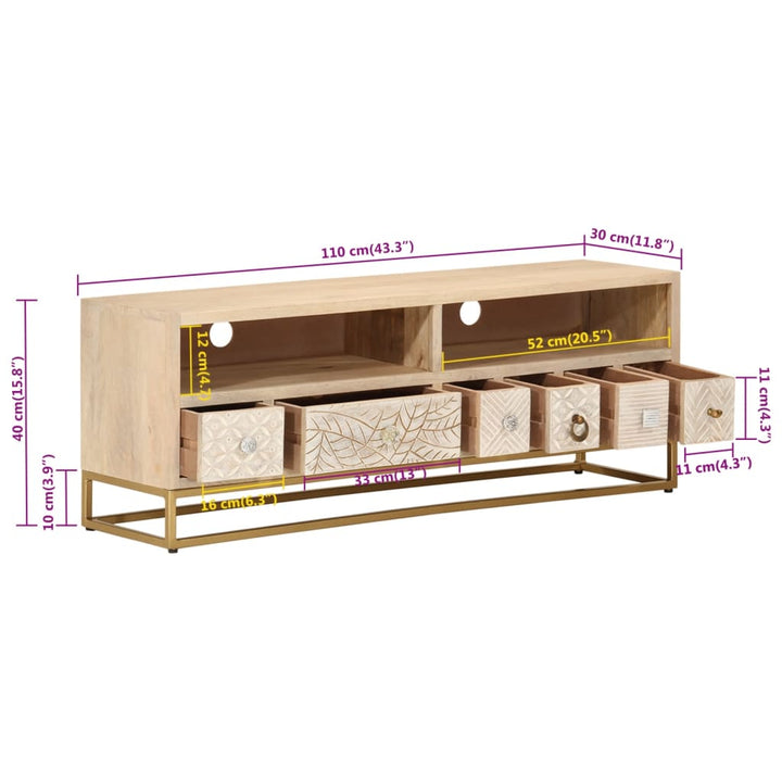 Tv-Schrank Massivholz Mango Und Eisen