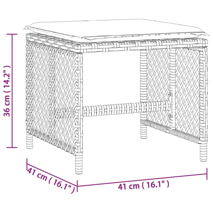 Gartenhocker Mit Kissen 4 Stk. 41X41X36 Cm Poly Rattan