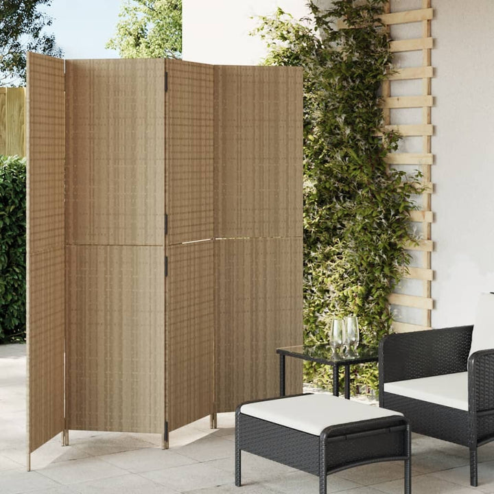 Paravent 3-Tlg. Poly Rattan Beige