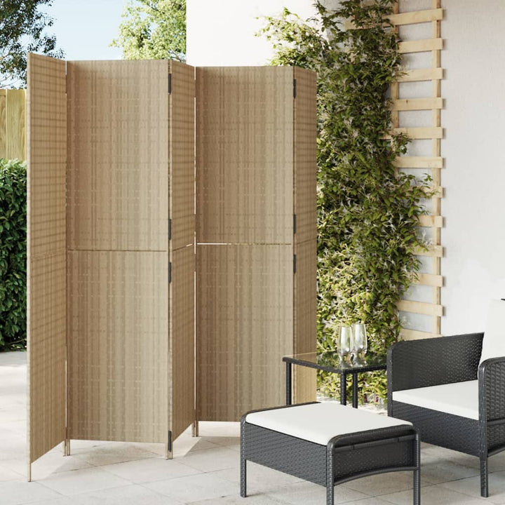 Paravent 3-Tlg. Poly Rattan Beige