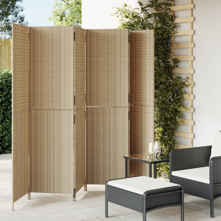 Paravent 3-Tlg. Poly Rattan Beige