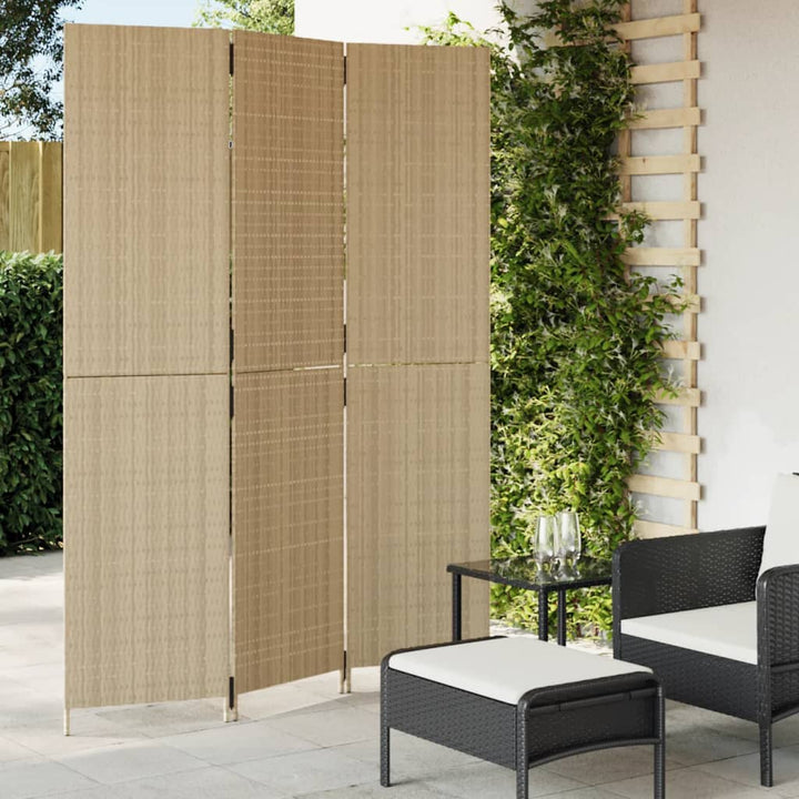 Paravent 3-Tlg. Poly Rattan Beige