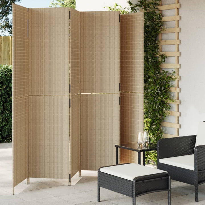 Paravent 3-Tlg. Poly Rattan Beige