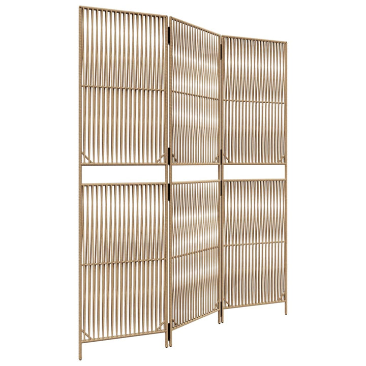 Paravent 3-Tlg. Poly Rattan Beige