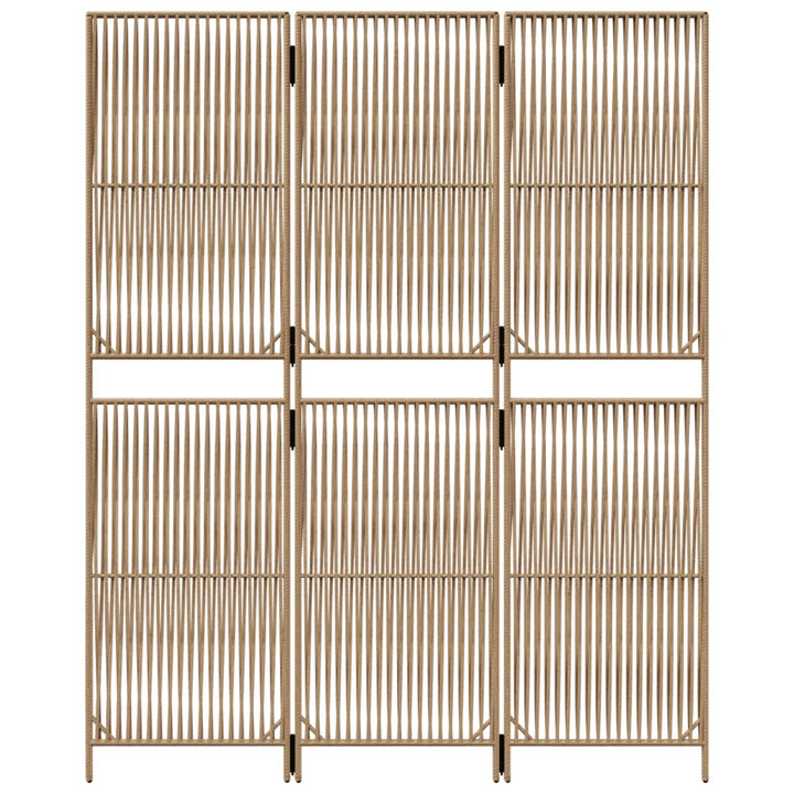 Paravent 3-Tlg. Poly Rattan Beige