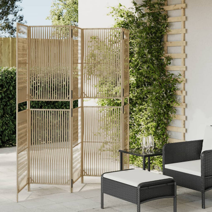 Paravent 3-Tlg. Poly Rattan Beige