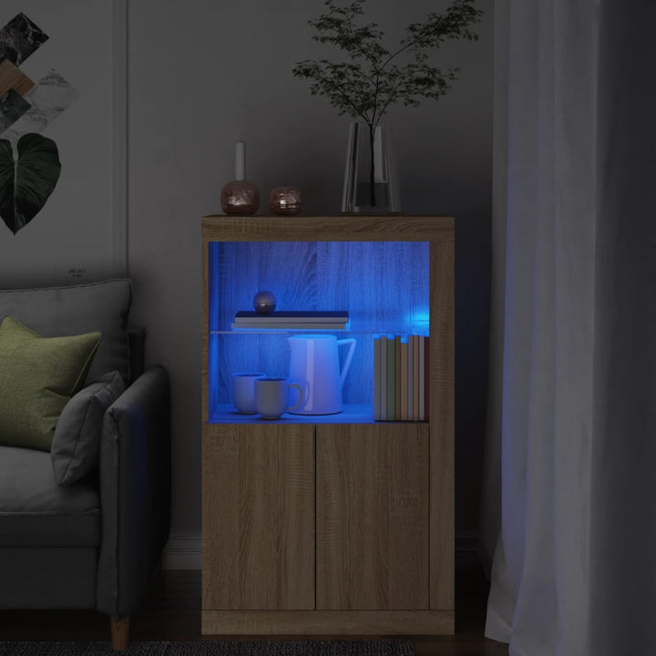 Beistellschrank Mit Led-Leuchten Holzwerkstoff