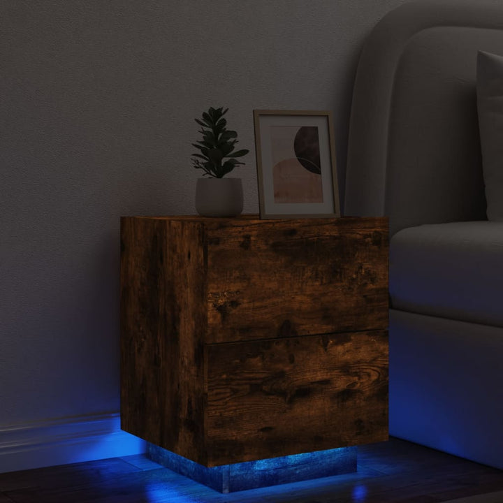 Nachttisch Mit Led-Leuchten Holzwerkstoff