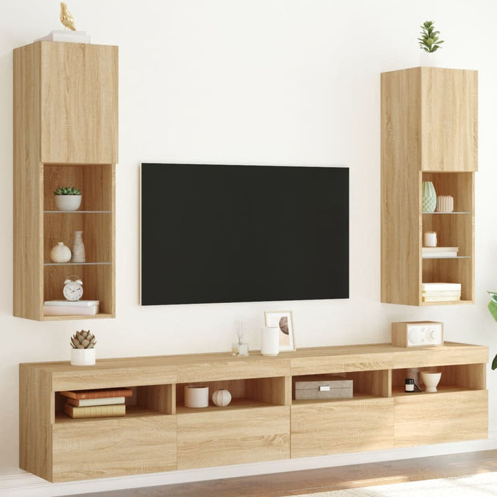 Tv-Schränke Mit Led-Leuchten 2 Stk. Sonoma-Eiche 40,5X30X Sonoma Eiche