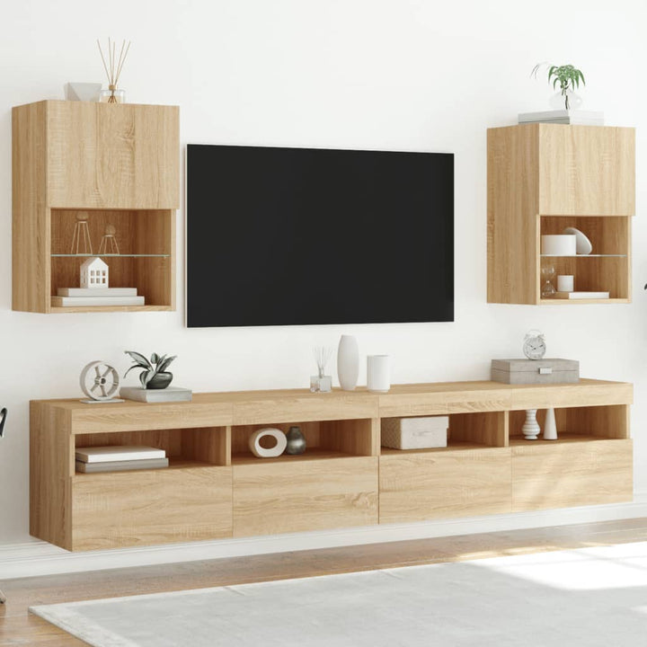 Tv-Schränke Mit Led-Leuchten 2 Stk. Sonoma-Eiche 40,5X30X Sonoma Eiche