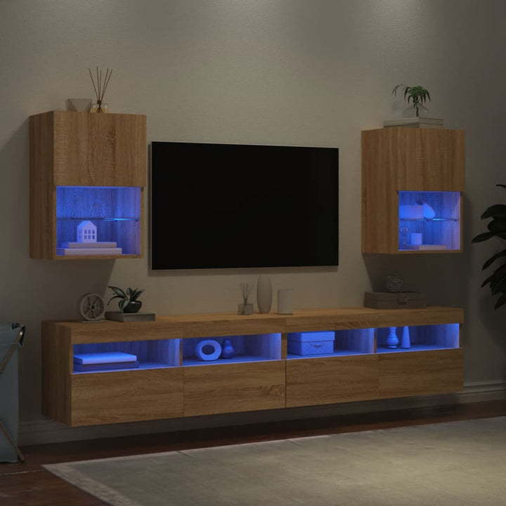 Tv-Schränke Mit Led-Leuchten 2 Stk. Sonoma-Eiche 40,5X30X Sonoma Eiche