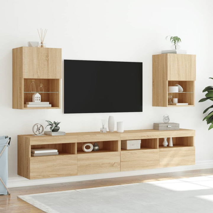 Tv-Schränke Mit Led-Leuchten 2 Stk. Sonoma-Eiche 40,5X30X Sonoma Eiche