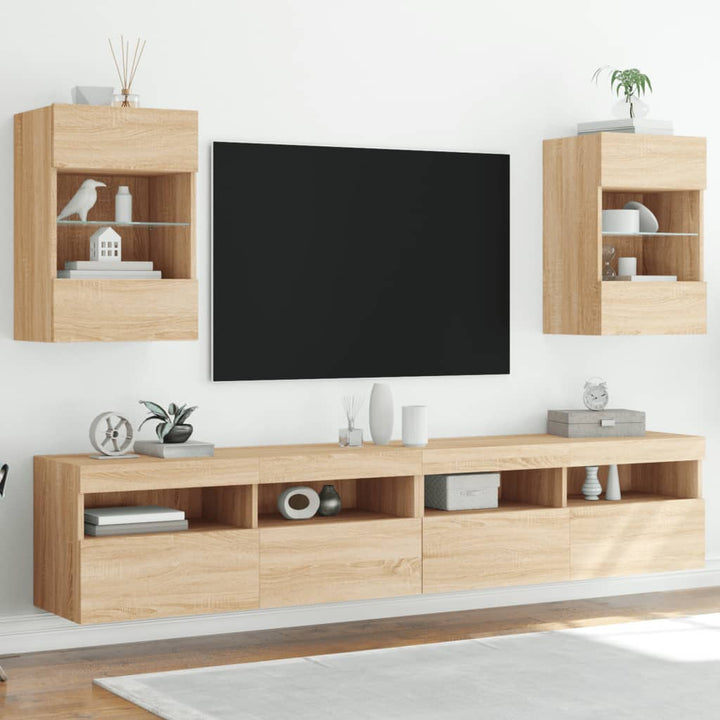 Tv-Wandschrank Mit Led-Leuchten 98,5X30X60,5 Cm