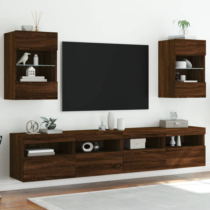 Tv-Wandschrank Mit Led-Leuchten 98,5X30X60,5 Cm