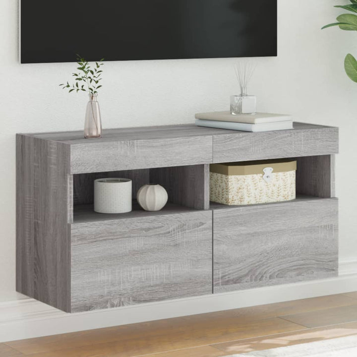 Tv-Wandschrank Mit Led-Leuchten 80X30X40 Cm