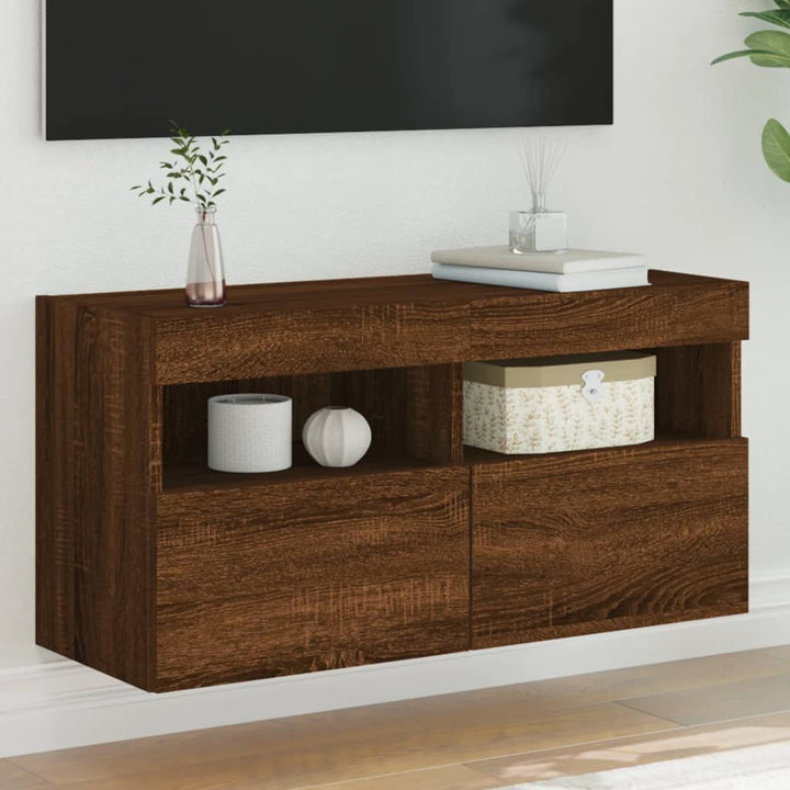 Tv-Wandschrank Mit Led-Leuchten 80X30X40 Cm