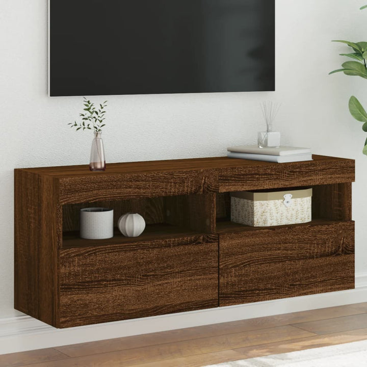 Tv-Wandschrank Mit Led-Leuchten 80X30X40 Cm