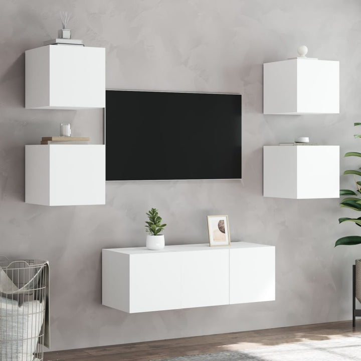 Tv-Wandschrank Mit Led-Leuchten 30,5X35X30 Cm Weiß