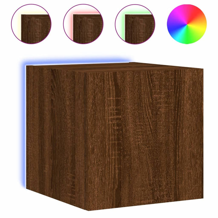 Tv-Wandschrank Mit Led-Leuchten Braun Eichen-Optik 30,5X35X30Cm Braune Eiche