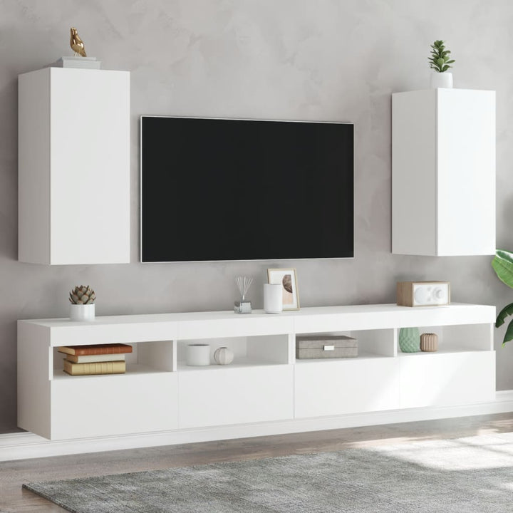 Tv-Wandschrank Mit Led-Leuchten 30,5X35X70 Cm Weiß