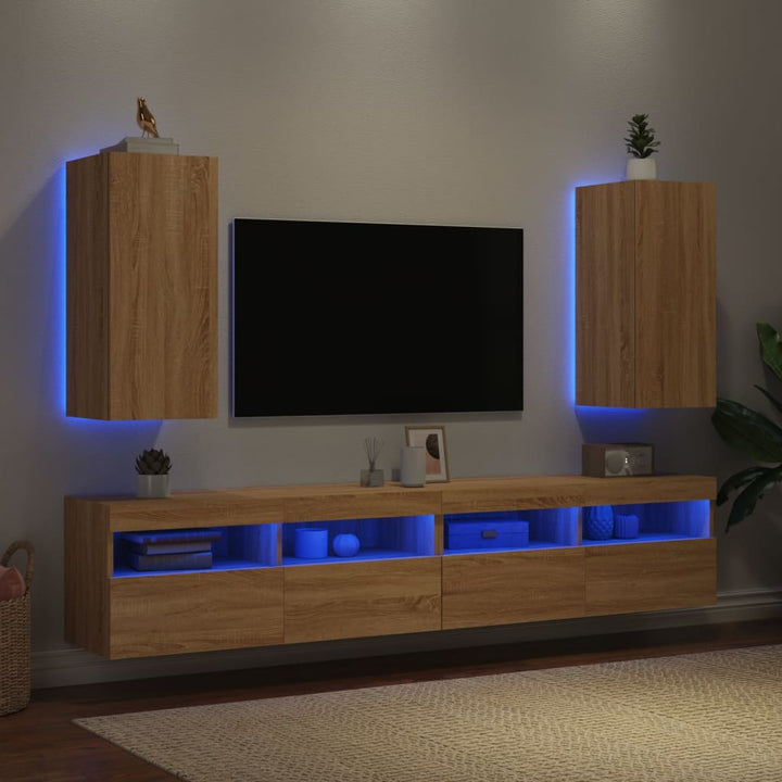 Tv-Wandschränke Mit Led-Leuchten 2 Stk. Sonoma-Eiche Sonoma Eiche