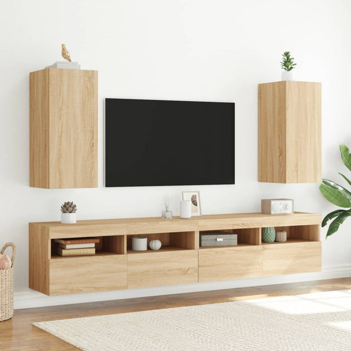 Tv-Wandschränke Mit Led-Leuchten 2 Stk. Sonoma-Eiche Sonoma Eiche