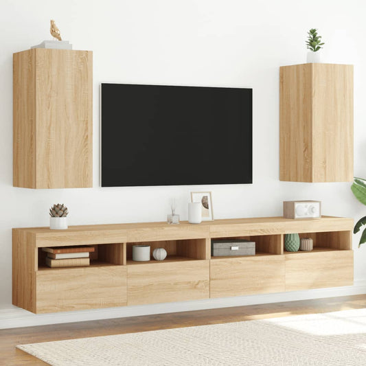 Tv-Wandschränke Mit Led-Leuchten 2 Stk. Sonoma-Eiche Sonoma Eiche