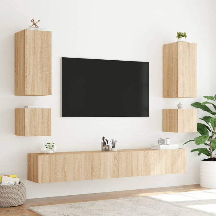 Tv-Wandschränke Mit Led-Leuchten 2 Stk. Sonoma-Eiche Sonoma Eiche