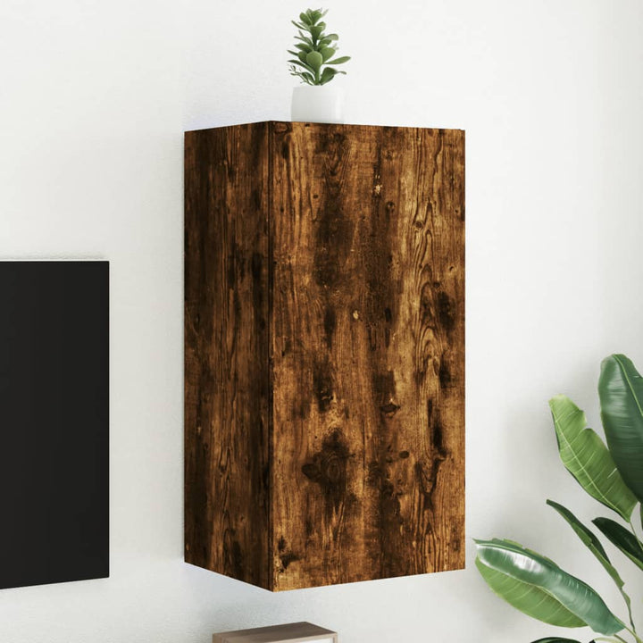 Tv-Wandschrank Mit Led-Leuchten 40,5X35X80 Cm Räuchereiche