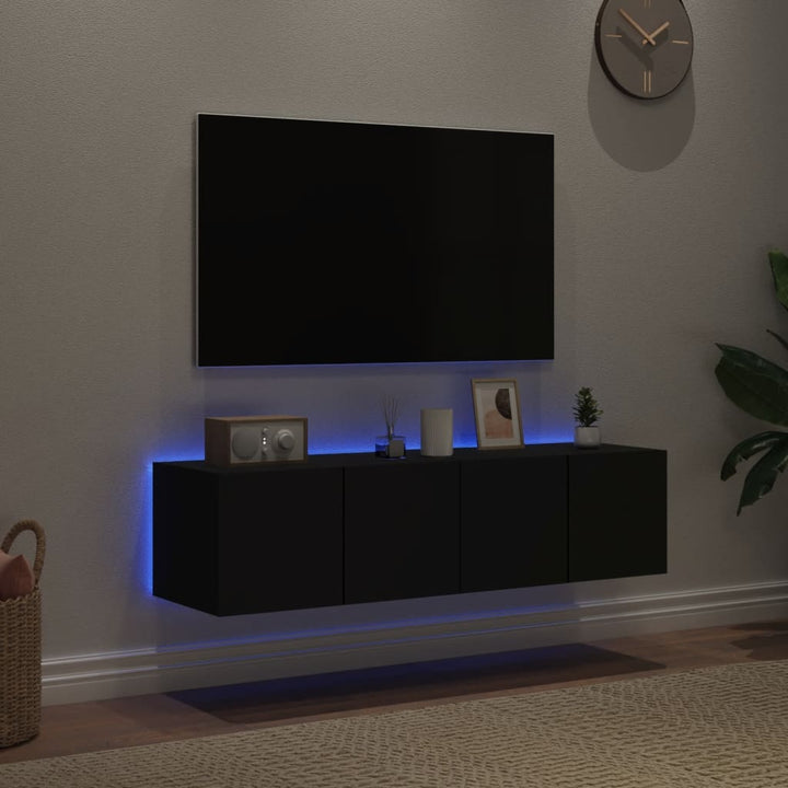 Tv-Wandschränke Mit Led-Leuchten 2 Stk. Schwarz