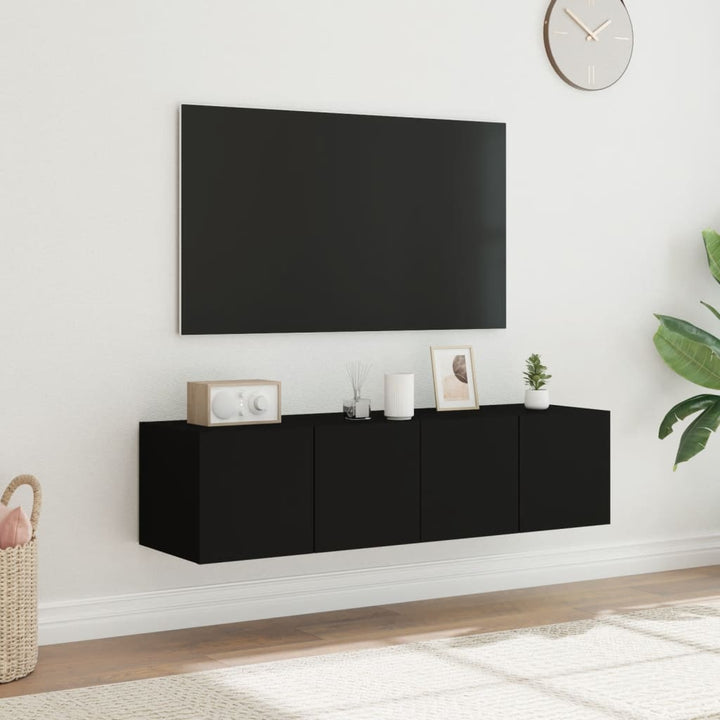 Tv-Wandschränke Mit Led-Leuchten 2 Stk. Schwarz