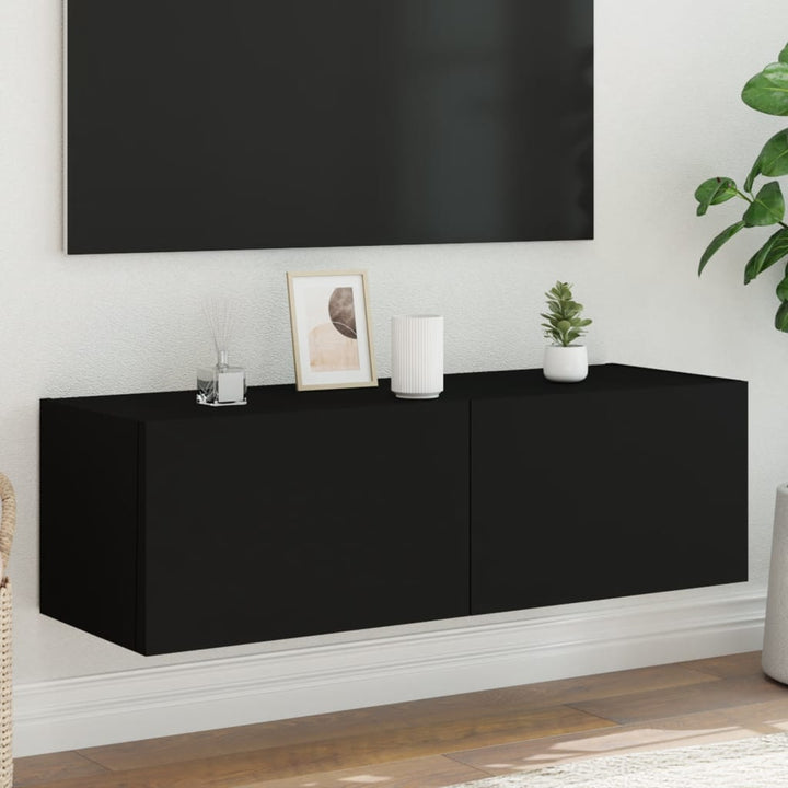 Tv-Wandschränke Mit Led-Leuchten 2 Stk. Schwarz