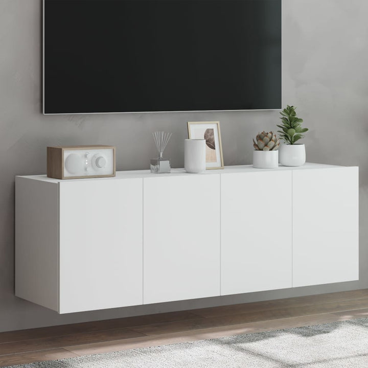 Tv-Wandschrank Mit Led-Leuchten 30,5X35X70 Cm Weiß