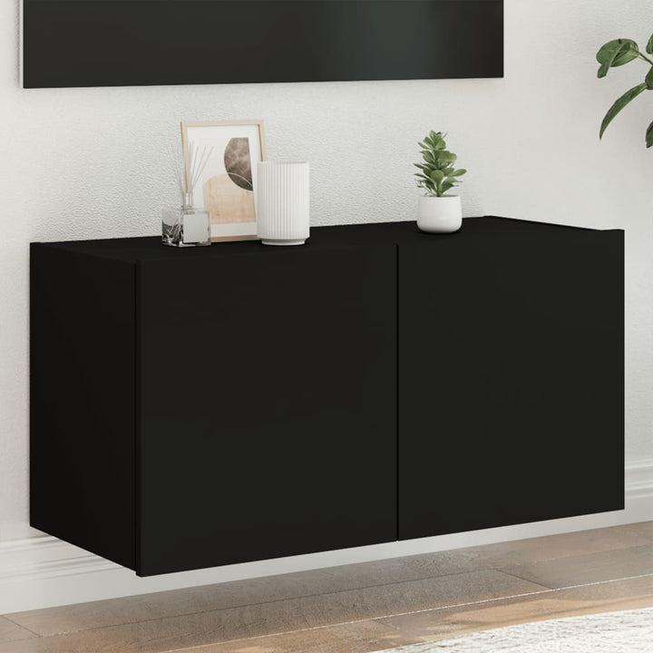 Tv-Wandschränke Mit Led-Leuchten 2 Stk. Schwarz