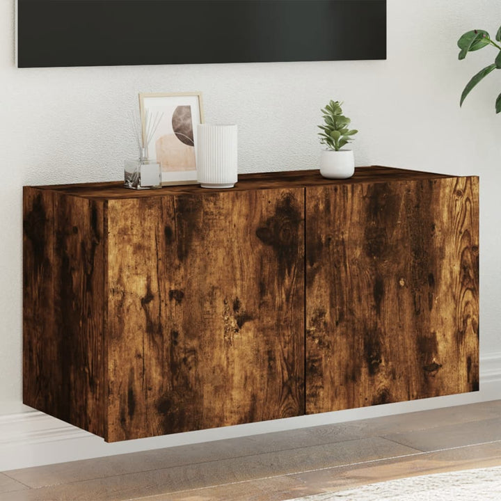 Tv-Wandschrank Mit Led-Leuchten 30,5X35X30 Cm Räuchereiche