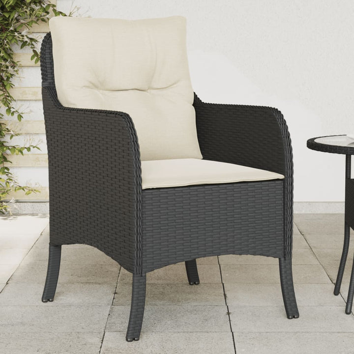 Gartenstühle Mit Kissen 2 Stk. Schwarz Poly Rattan