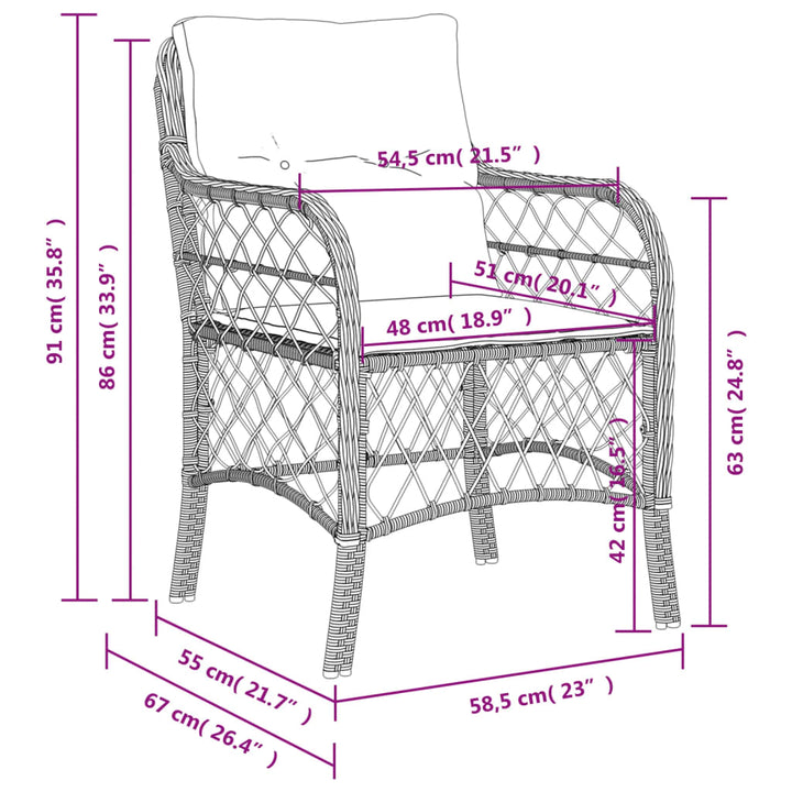 Gartenstühle Mit Kissen 2 Stk. Schwarz Poly Rattan