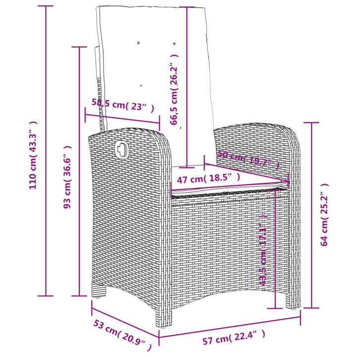 Gartensessel Mit Kissen 2 Stk. Verstellbar Poly Rattan