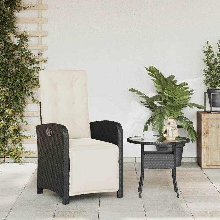 Gartensessel Mit Fußteil Verstellbar Schwarz Poly Rattan