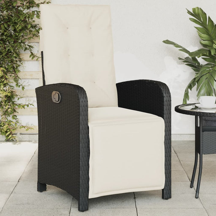 Gartensessel Mit Fußteil Verstellbar Schwarz Poly Rattan