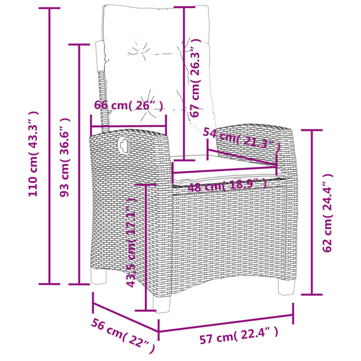 Gartensessel Verstellbar Mit Kissen Poly Rattan