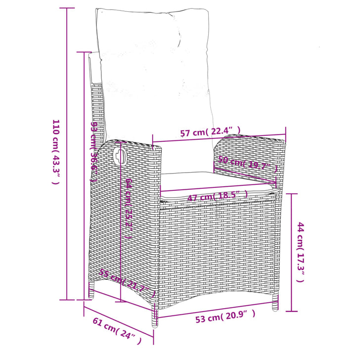 Gartensessel Kissen 2Stk. Verstellbar Beigemischung Poly Rattan