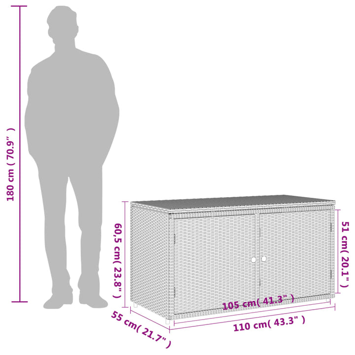 Gartenschrank 110X55X60,5 Cm Poly Rattan