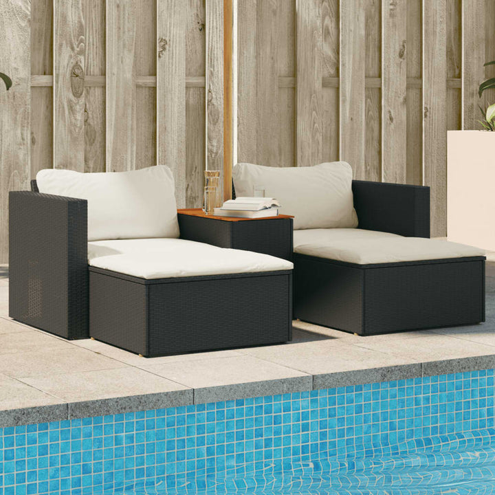 5-Tlg. Garten-Sofagarnitur Mit Kissen Poly Rattan Akazie