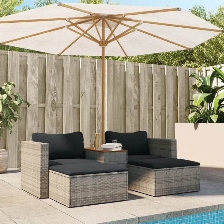 5-Tlg. Garten-Sofagarnitur Mit Kissen Poly Rattan Akazie