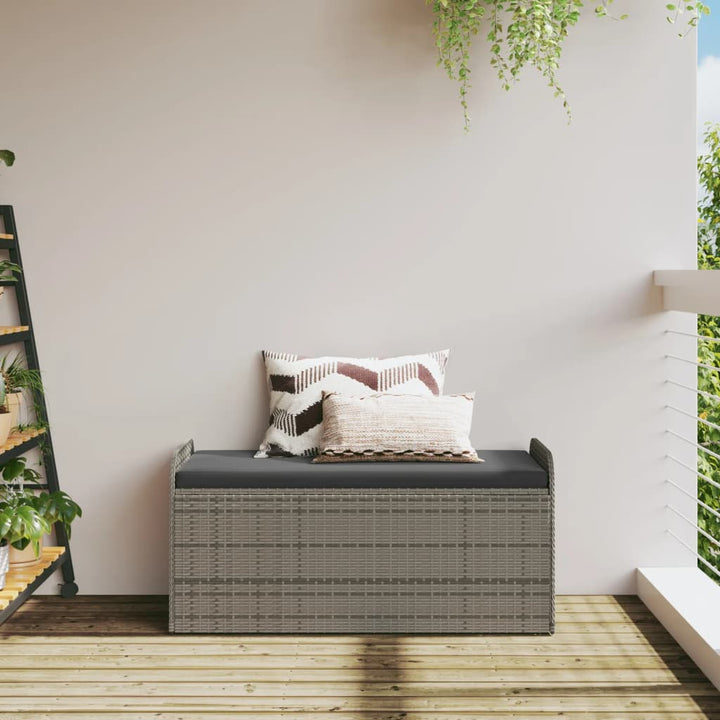 Sitzbank Mit Stauraum & Kissen Poly Rattan