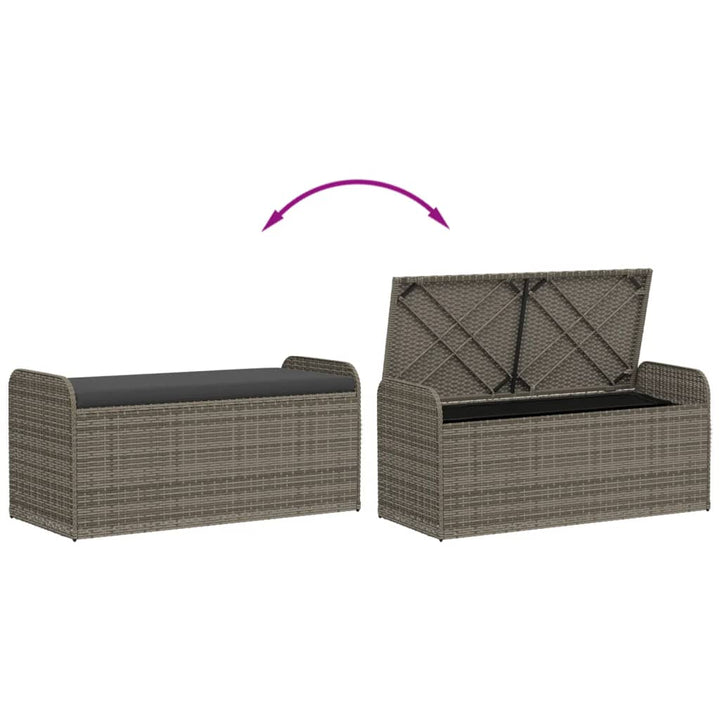 Sitzbank Mit Stauraum & Kissen Poly Rattan